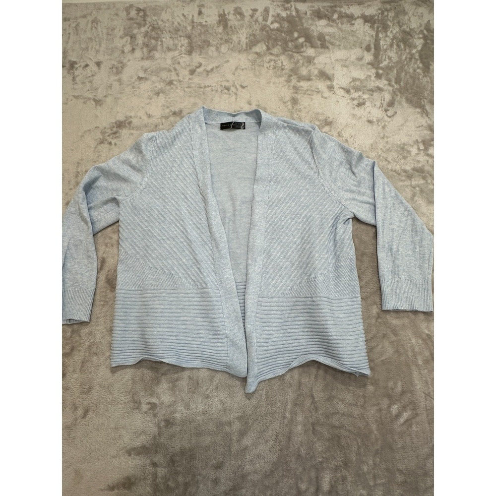 Verve Ami Cardigan Sweater Womens Medium Light Blue Open Front Lightweight GUC